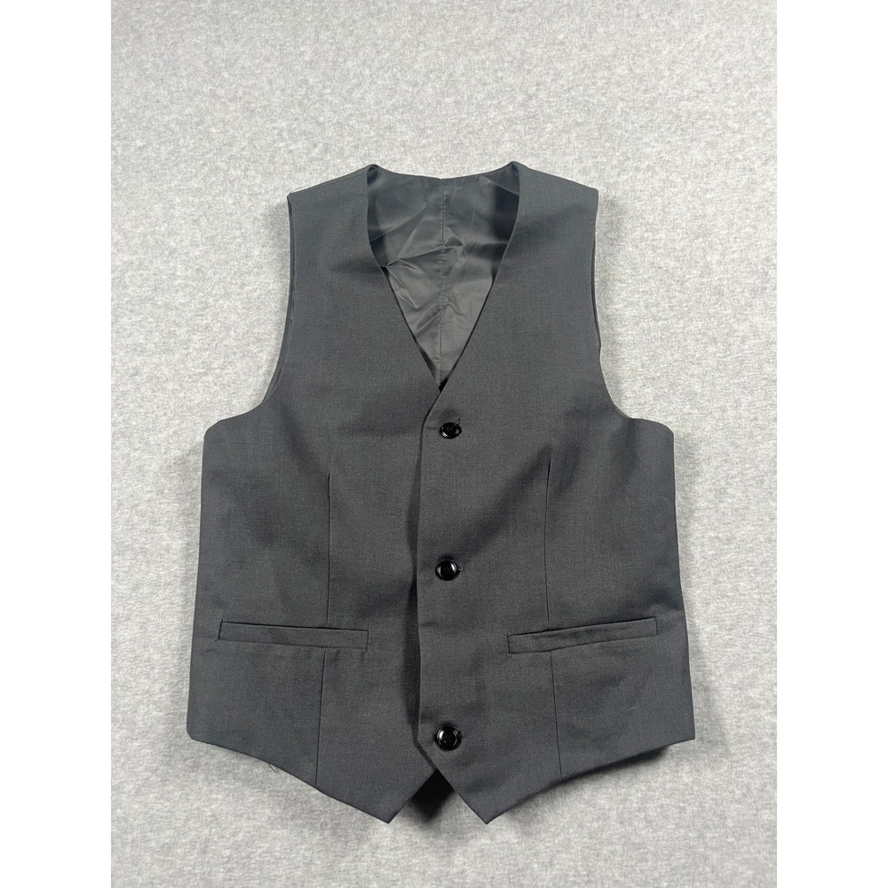 Womens Button Front Vest XS Gray Academia 90s Minimalist Capsule Office Chic